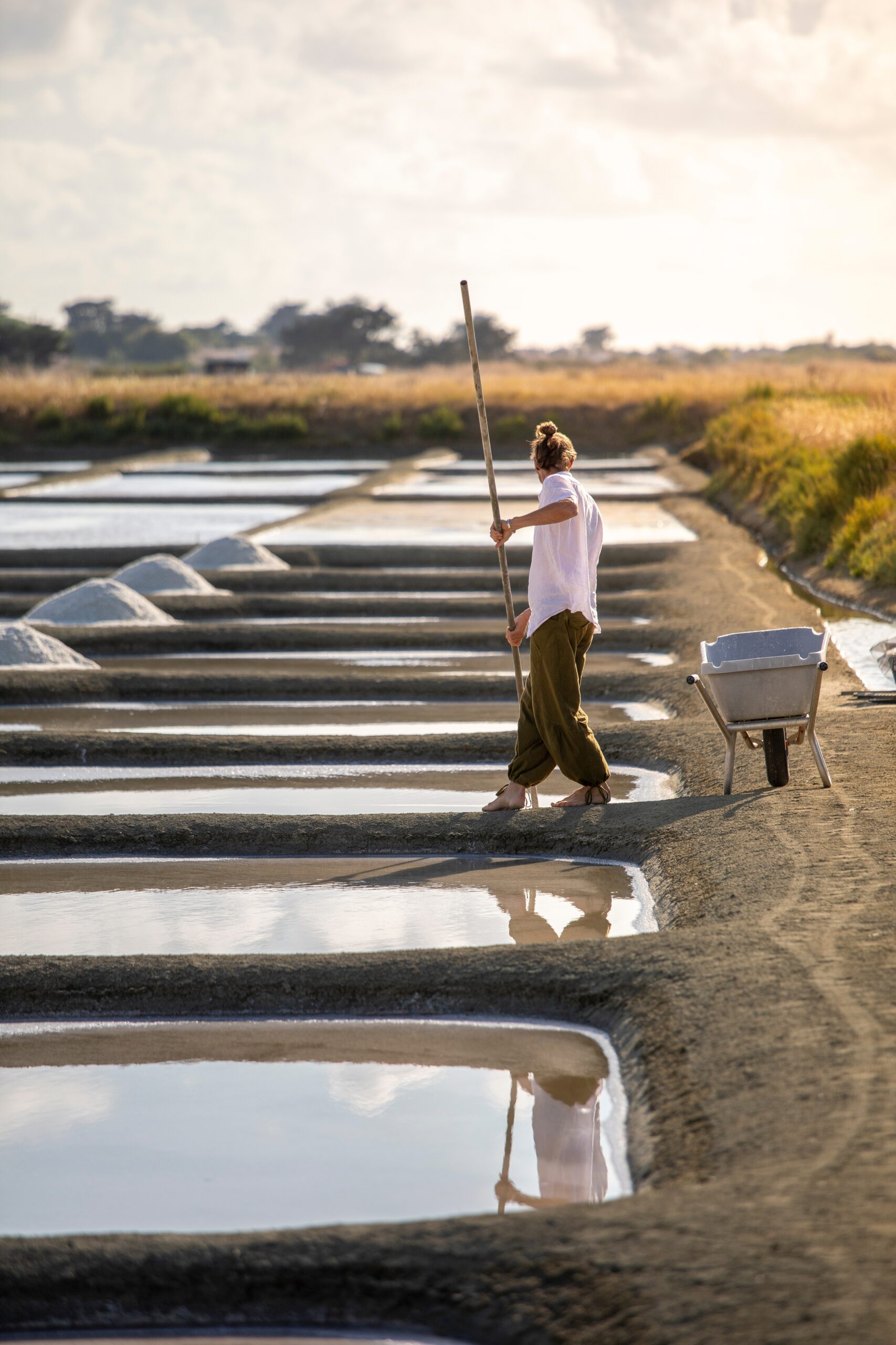 Récolte du sel par les saliniers